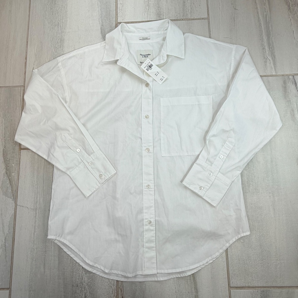 Abercrombie & Fitch White Oversized Button Up Shirt S NWT